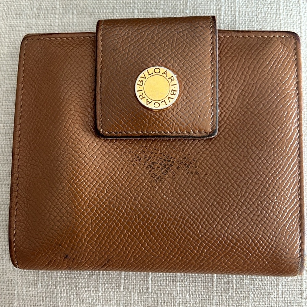 Bvglari Brown Wallet with Gold Accent